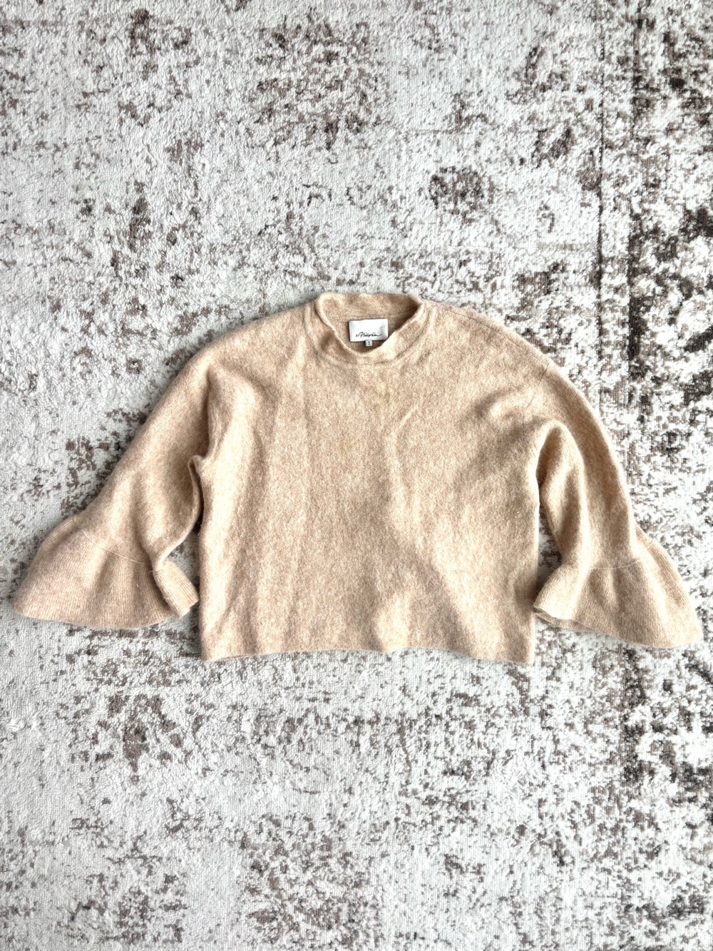 3.1 Phillip Lim Lofty Alpaca-Wool Blend Ruffle Cuff Cream Sweater
